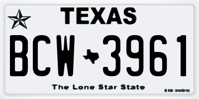 TX license plate BCW3961
