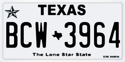 TX license plate BCW3964