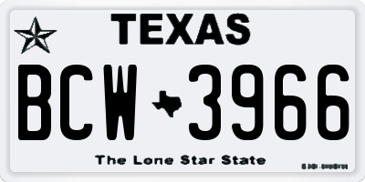 TX license plate BCW3966