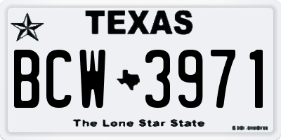 TX license plate BCW3971