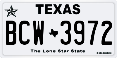 TX license plate BCW3972