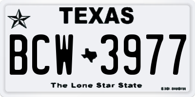 TX license plate BCW3977