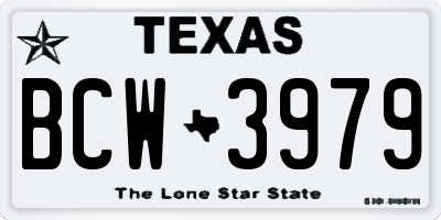 TX license plate BCW3979