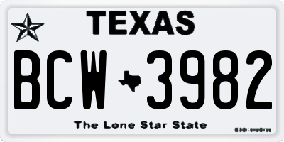 TX license plate BCW3982