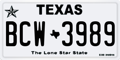 TX license plate BCW3989