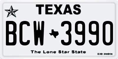 TX license plate BCW3990