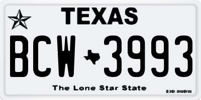 TX license plate BCW3993