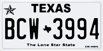 TX license plate BCW3994