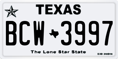 TX license plate BCW3997