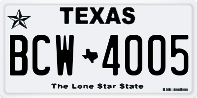 TX license plate BCW4005