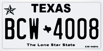 TX license plate BCW4008