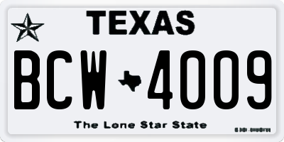 TX license plate BCW4009