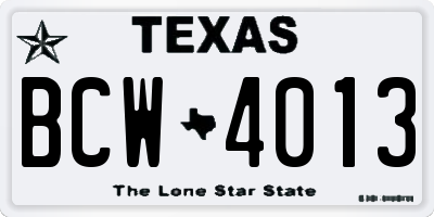 TX license plate BCW4013