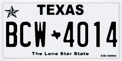 TX license plate BCW4014