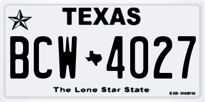 TX license plate BCW4027