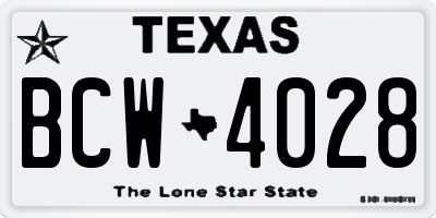 TX license plate BCW4028