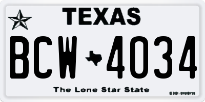 TX license plate BCW4034