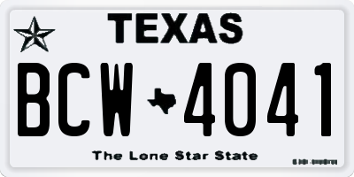 TX license plate BCW4041