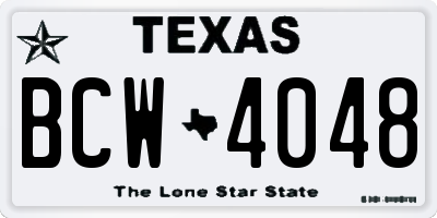 TX license plate BCW4048