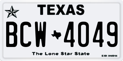 TX license plate BCW4049