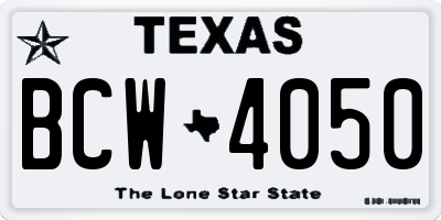 TX license plate BCW4050
