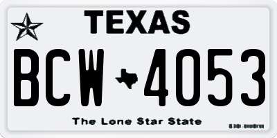 TX license plate BCW4053