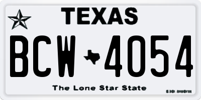 TX license plate BCW4054