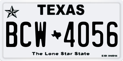 TX license plate BCW4056