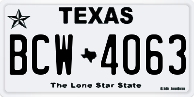TX license plate BCW4063