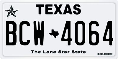 TX license plate BCW4064