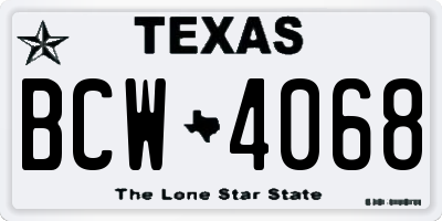 TX license plate BCW4068