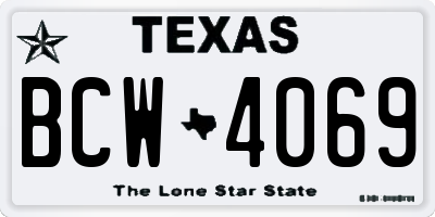 TX license plate BCW4069