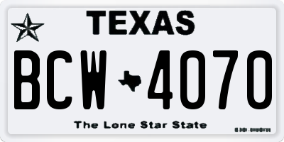 TX license plate BCW4070