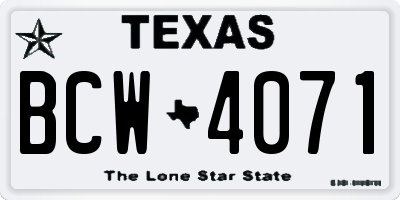 TX license plate BCW4071