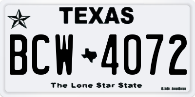 TX license plate BCW4072