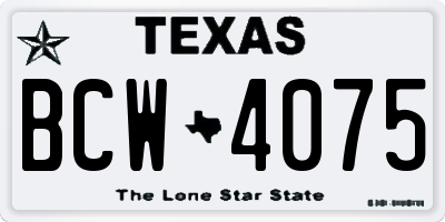 TX license plate BCW4075