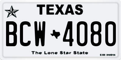 TX license plate BCW4080