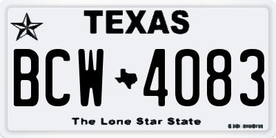 TX license plate BCW4083