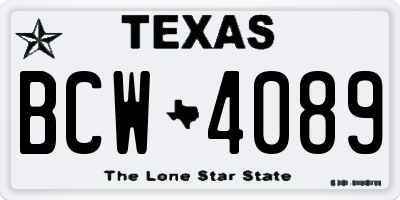 TX license plate BCW4089