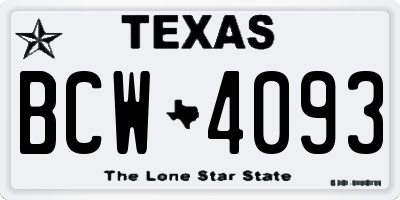 TX license plate BCW4093