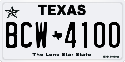 TX license plate BCW4100