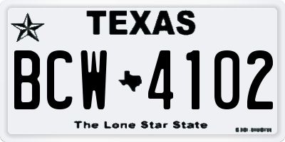 TX license plate BCW4102