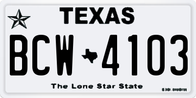 TX license plate BCW4103