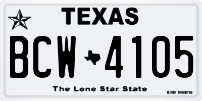TX license plate BCW4105