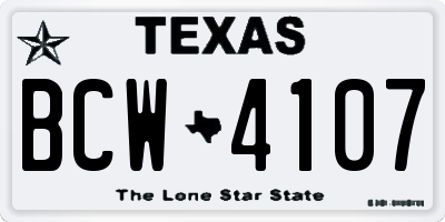 TX license plate BCW4107