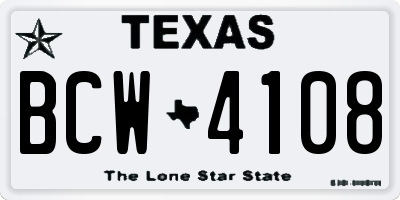 TX license plate BCW4108