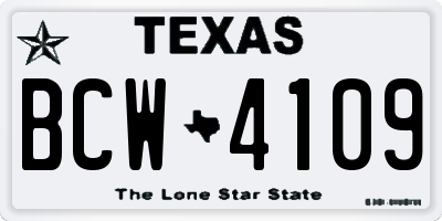 TX license plate BCW4109
