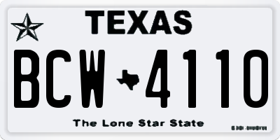 TX license plate BCW4110