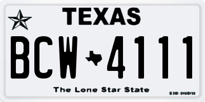 TX license plate BCW4111