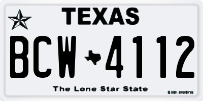 TX license plate BCW4112